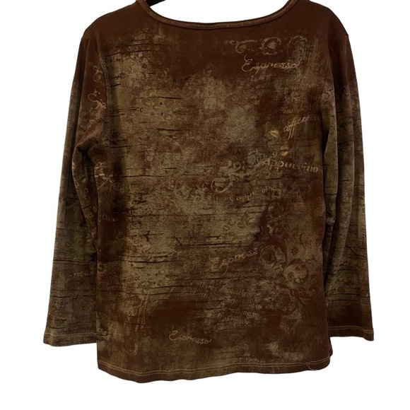 New Directions women's size XL Brown "Espresso" graphic 3/4 sleeve tee T-shirt - Picture 3 of 5